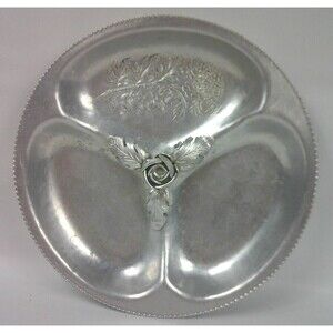 Vintage Trade Continental Hand Wrought Chrysanthemum 729 Relish Server Dish 9 In